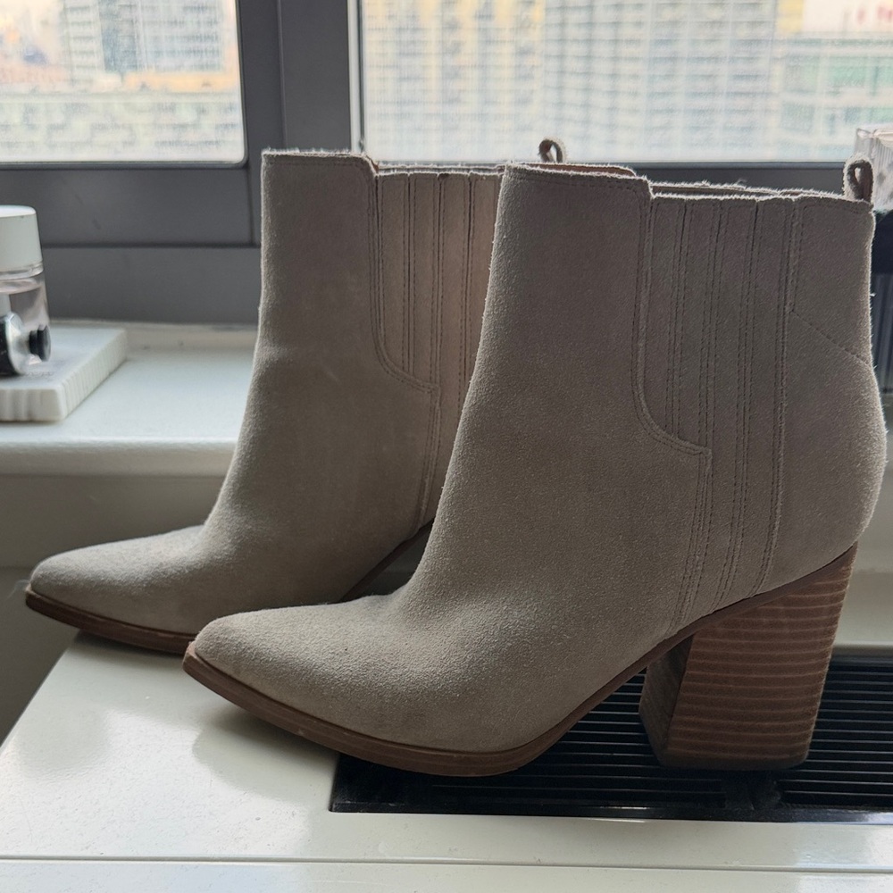 Marc Fisher Cream Suede Ankle Booties - Picture 2 of 4